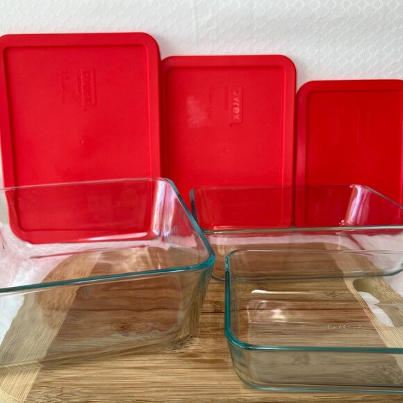 Pyrex 6pc rectangle glass storage with lids - Picture 5 of 6